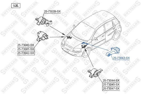 Stellox подушка двигателя 2573043SX