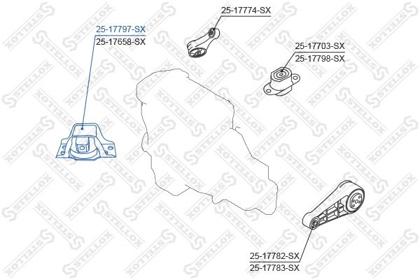 Stellox подушка двигателя 2517797SX