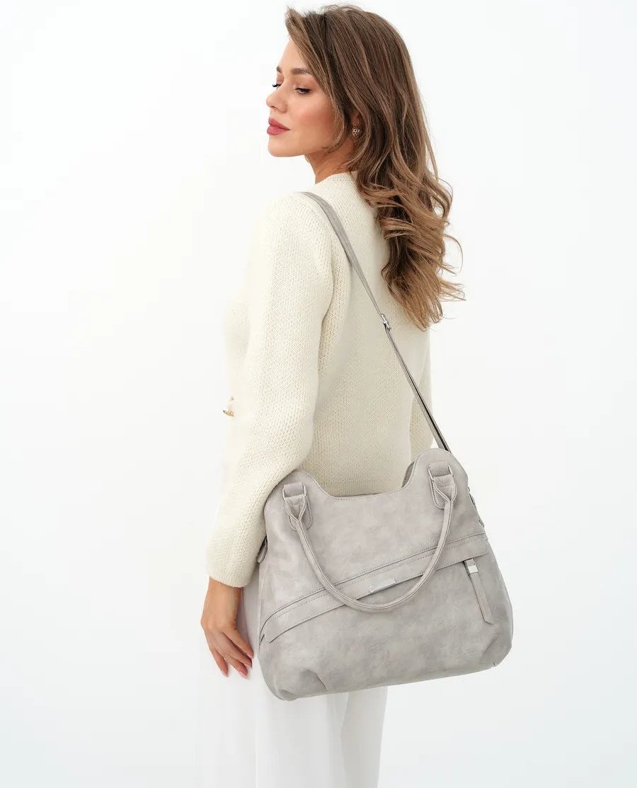 Сумка шоппер ICONIC BAGS искусственная кожа серый купить,NaN
