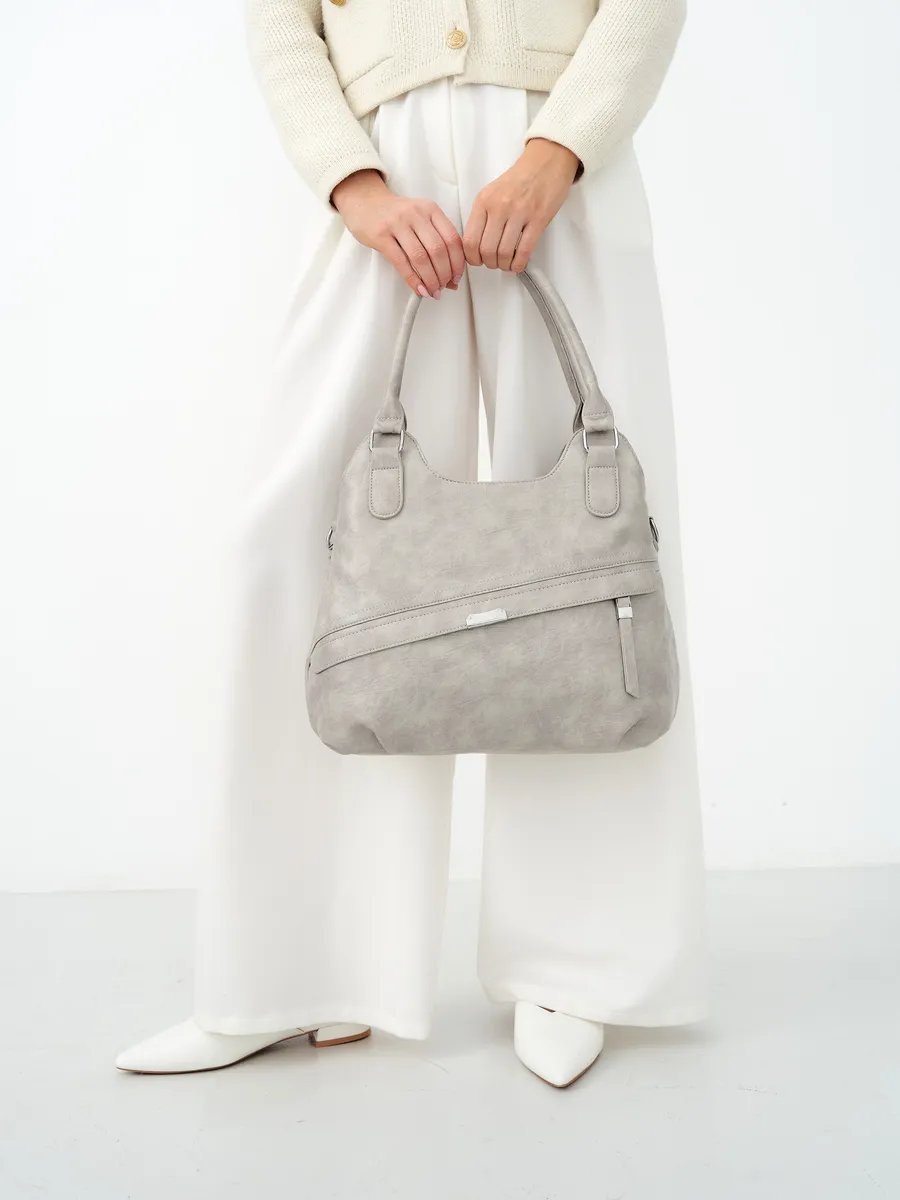 Сумка шоппер ICONIC BAGS искусственная кожа серый купить,NaN