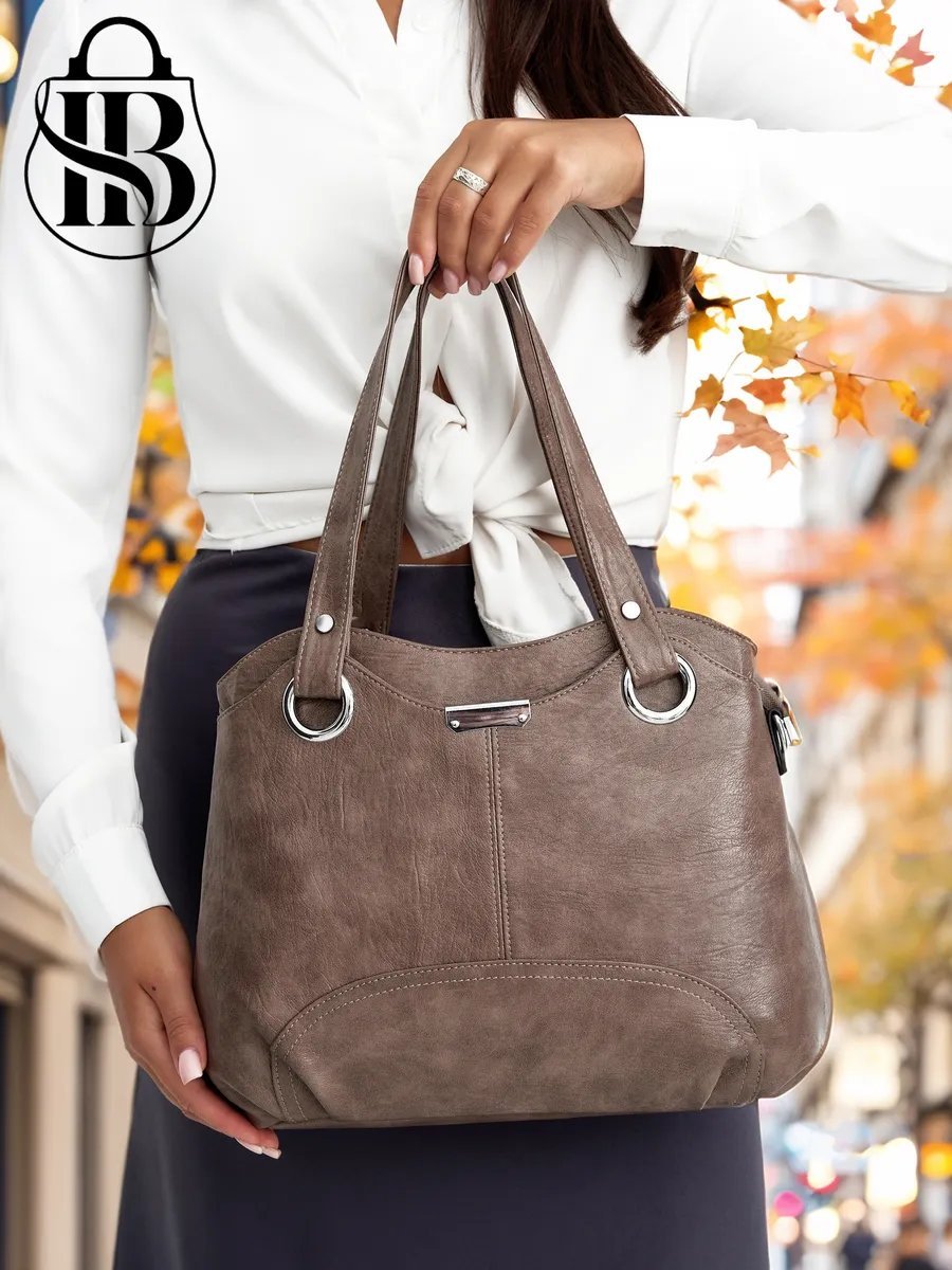 Сумка шоппер ICONIC BAGS искусственная кожа серый купить,NaN