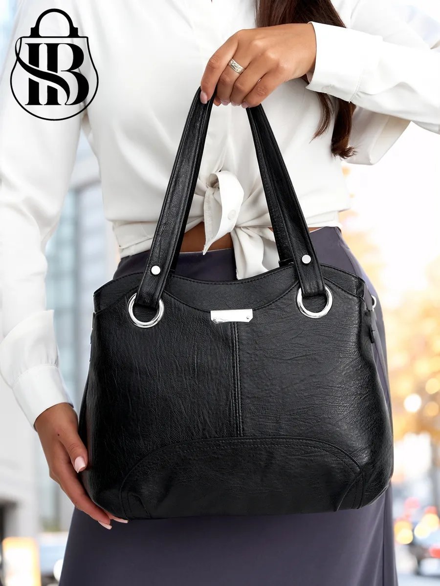 Сумка шоппер ICONIC BAGS искусственная кожа черный купить,NaN