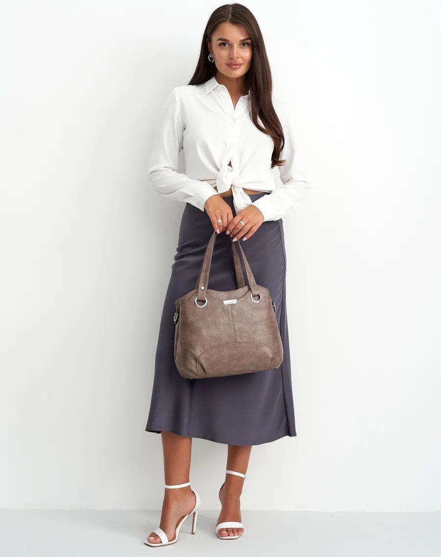 Сумка шоппер ICONIC BAGS искусственная кожа серый купить,NaN