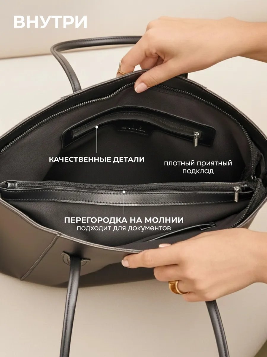 Сумка шоппер La Diel экокожа черный купить,NaN