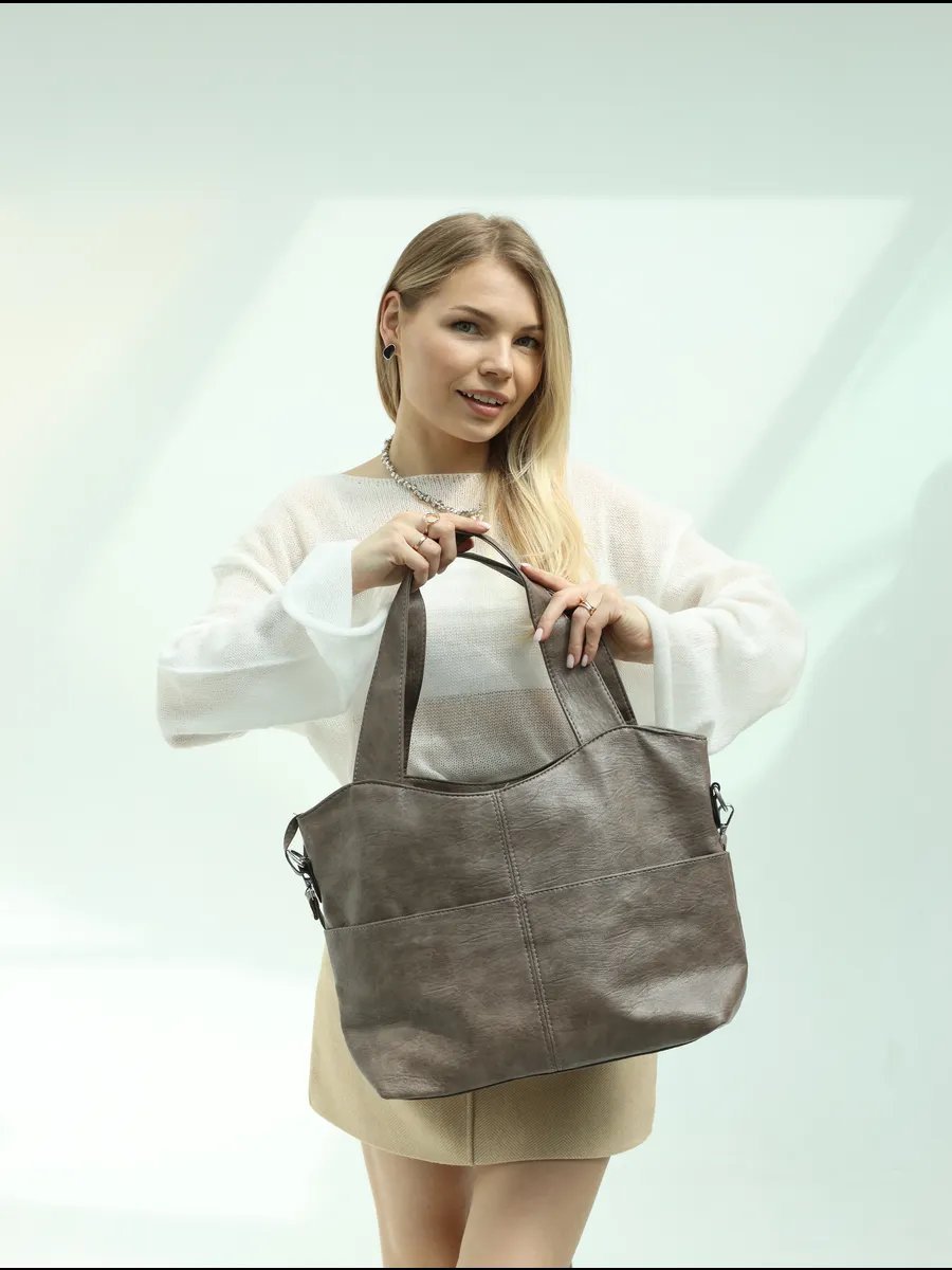 Сумка шоппер Vkyzovok экокожа коричневый купить,NaN