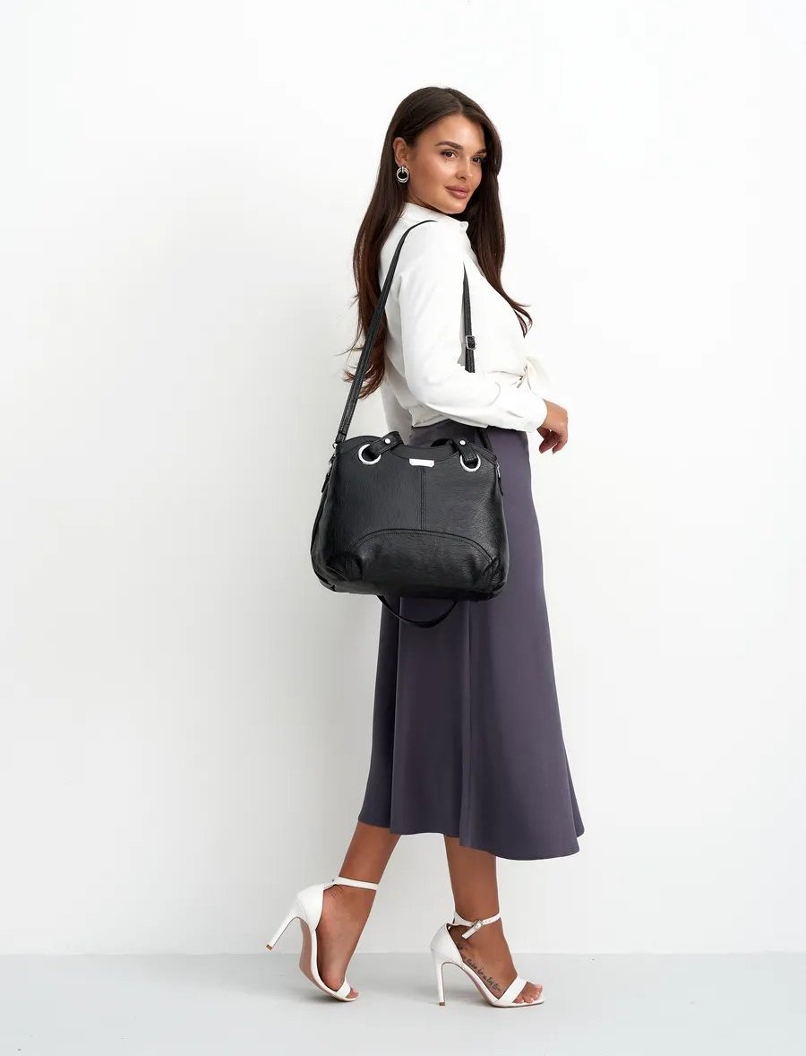 Сумка шоппер ICONIC BAGS искусственная кожа черный купить,NaN