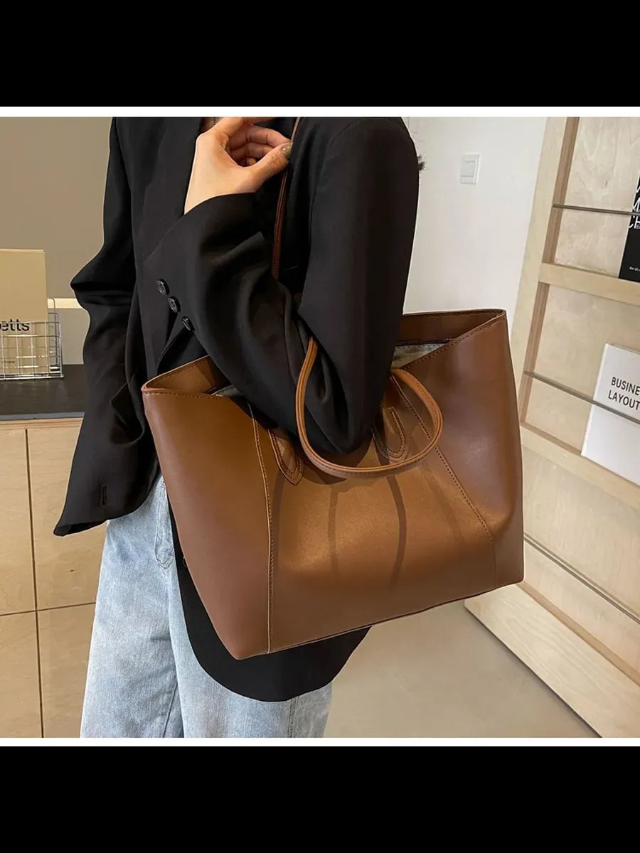 Сумка шоппер TRENDSHOP экокожа коричневый купить,NaN