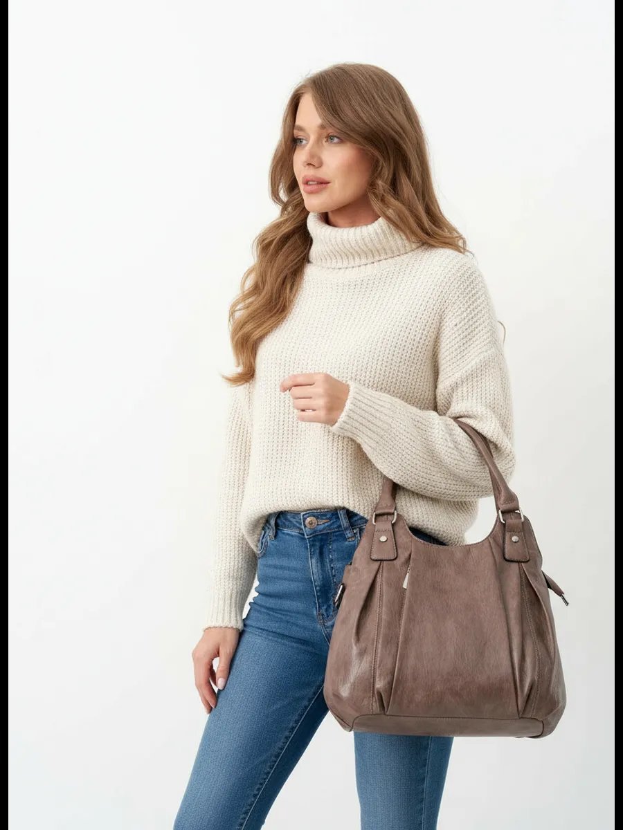 Сумка шоппер ICONIC BAGS искусственная кожа бежевый купить,NaN