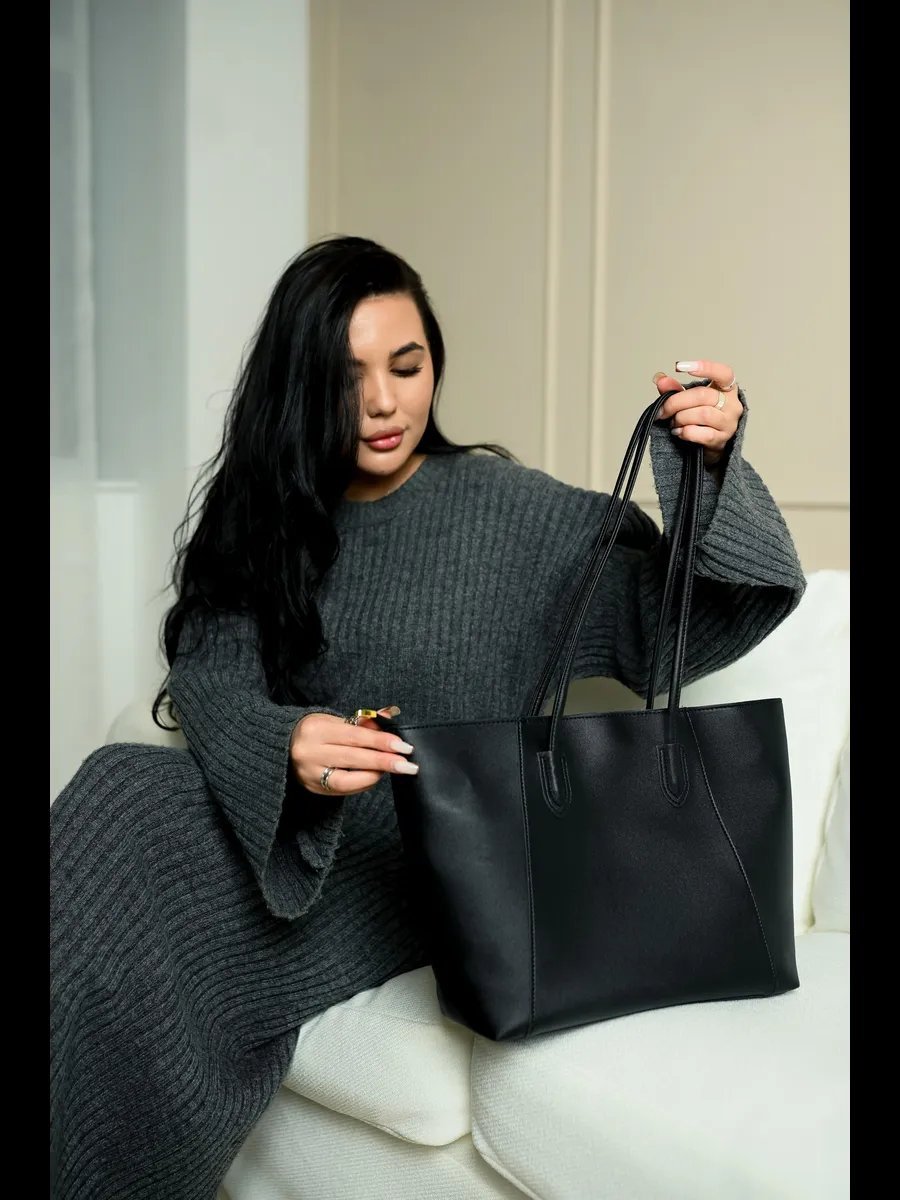 Сумка шоппер Mark’s Bags экокожа черный купить,NaN