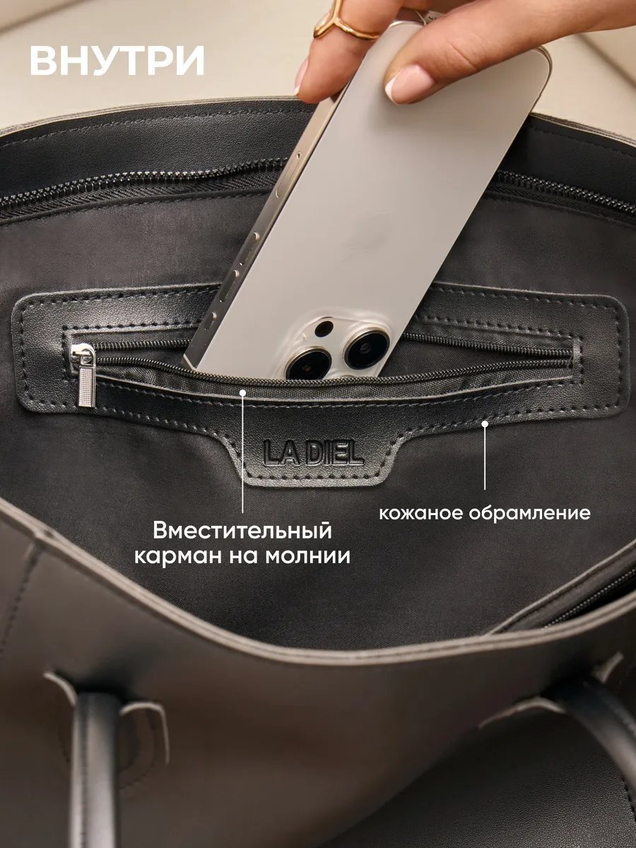Сумка шоппер La Diel экокожа черный купить,NaN