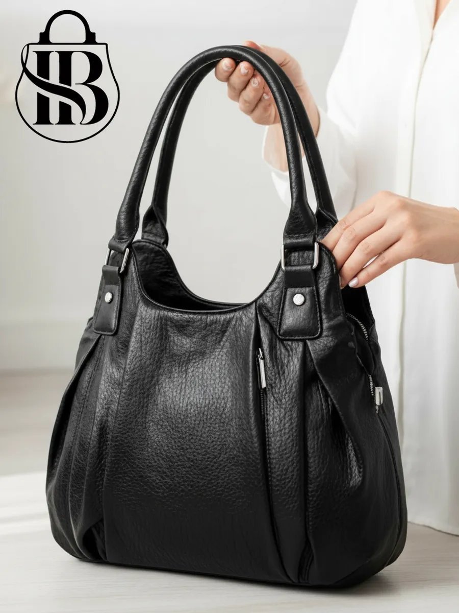 Сумка шоппер ICONIC BAGS искусственная кожа черный купить,NaN