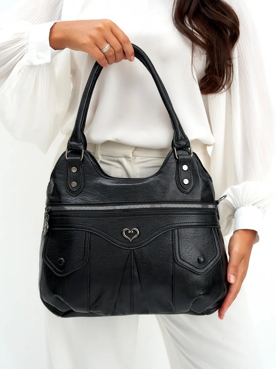 Сумка шоппер ICONIC BAGS искусственная кожа черный купить,NaN