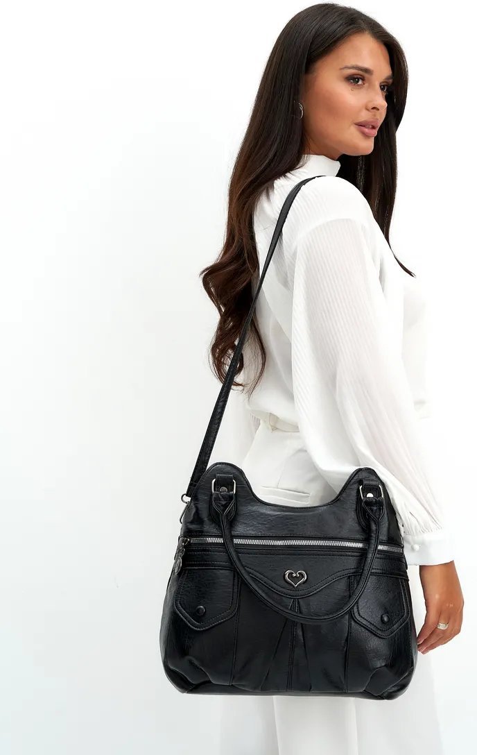 Сумка шоппер ICONIC BAGS искусственная кожа черный купить,NaN