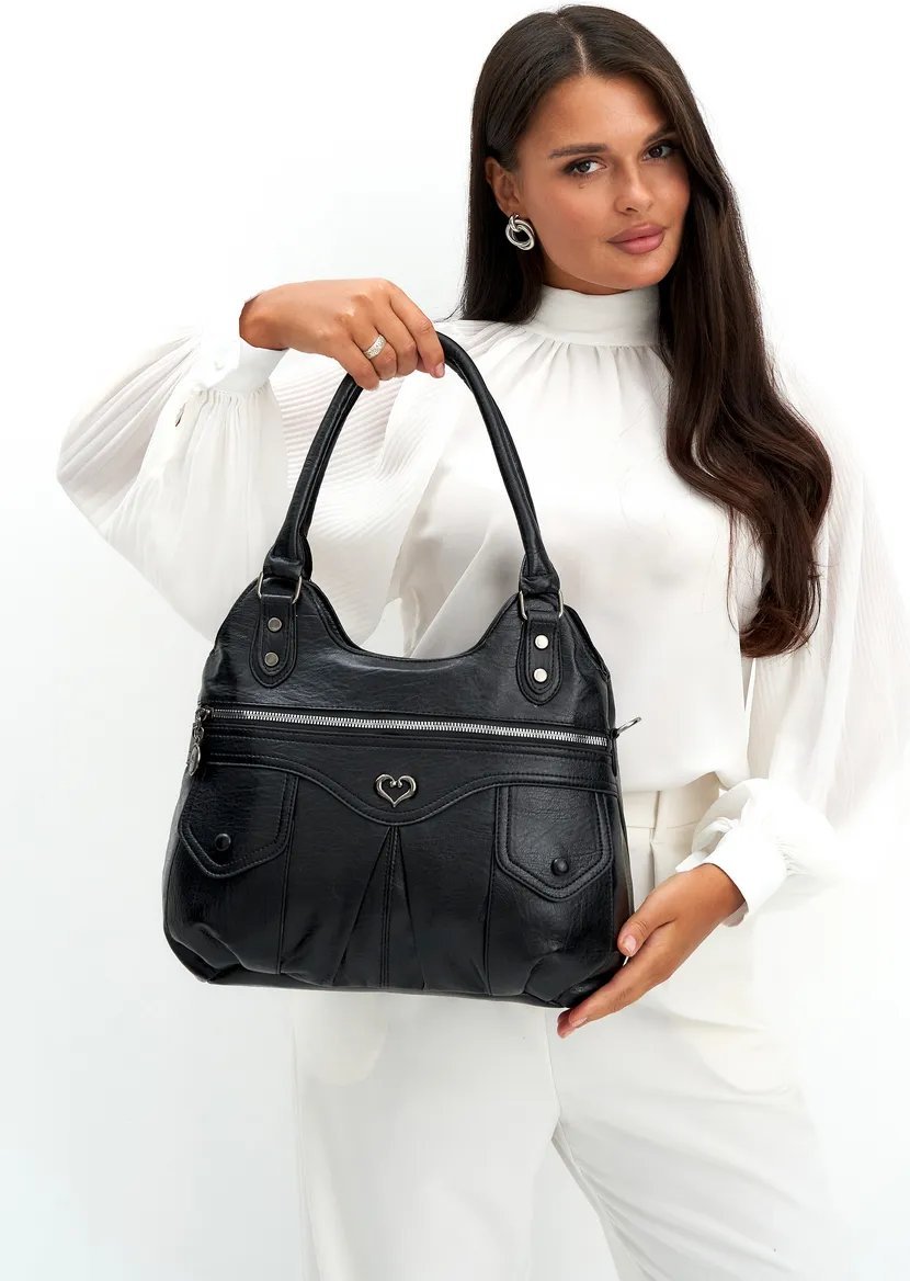 Сумка шоппер ICONIC BAGS искусственная кожа черный купить,NaN