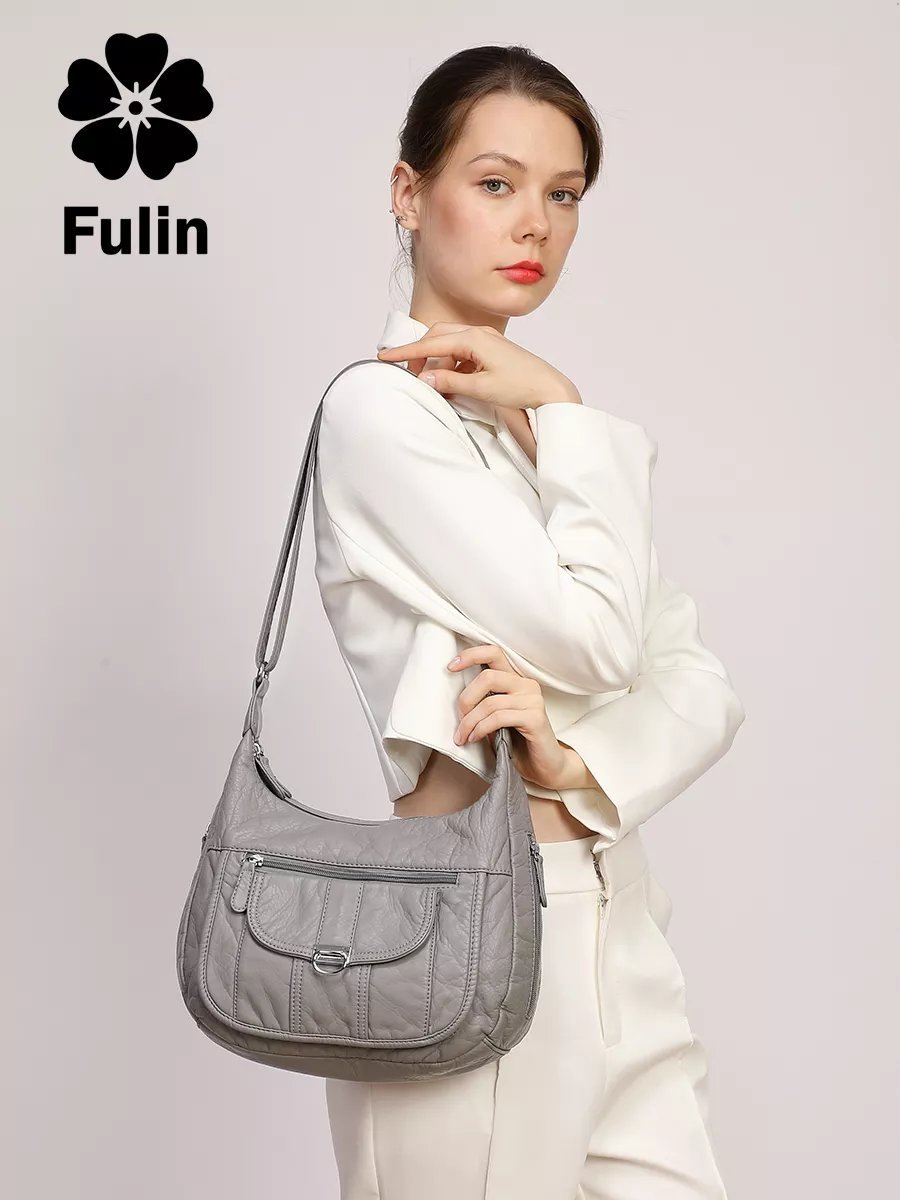 Мини-сумка FULIN экокожа серый купить,NaN