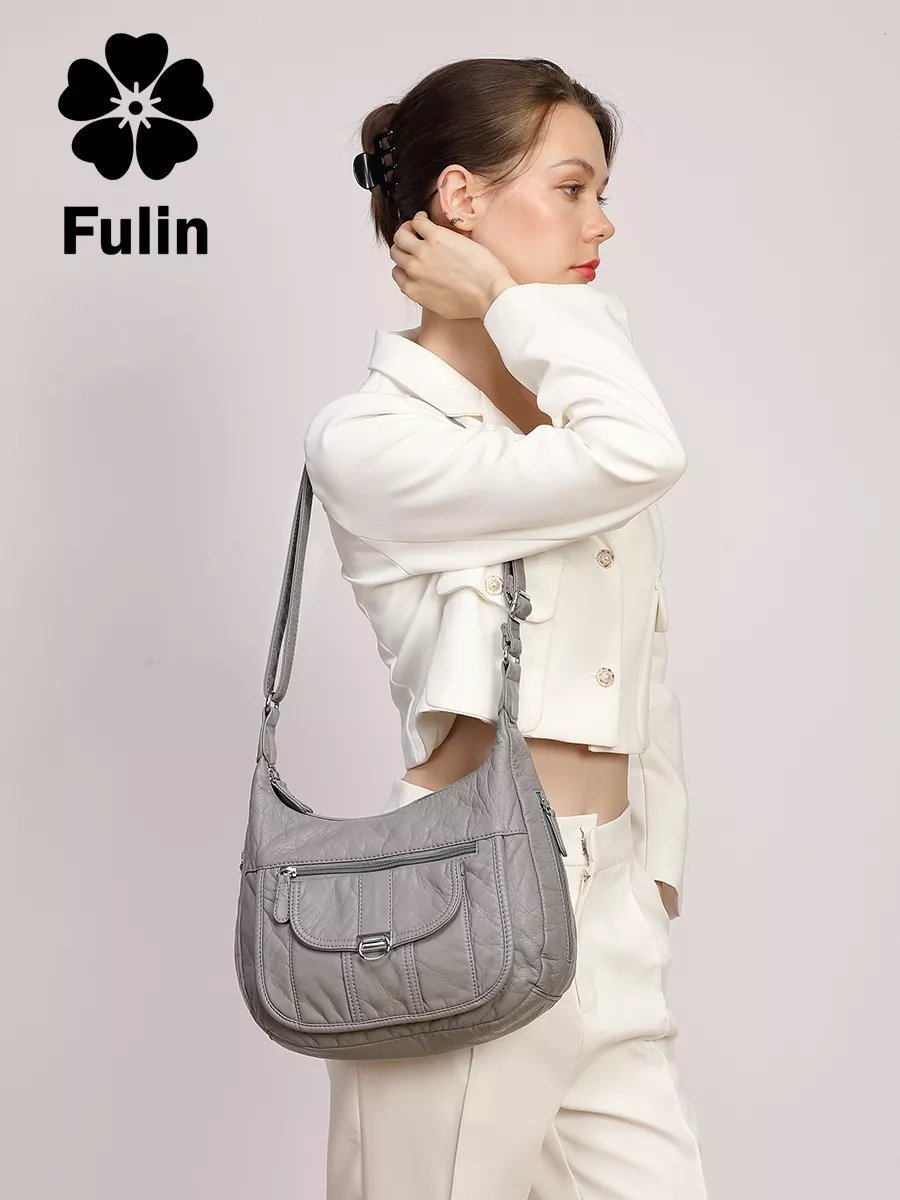 Мини-сумка FULIN экокожа серый купить,NaN