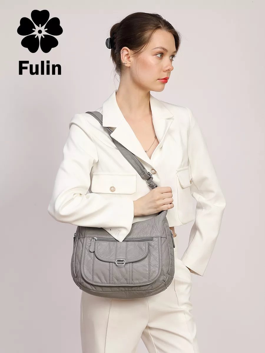 Мини-сумка FULIN экокожа серый купить,NaN