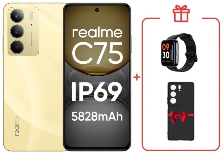 Смартфон Realme С75 8 ГБ/128 ГБ золотистый + подарок купить,NaN