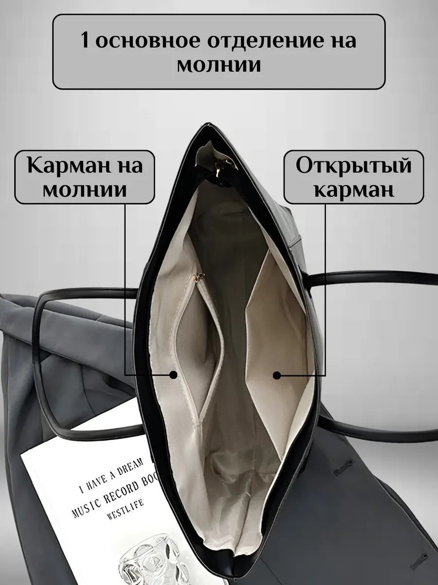 Сумка шоппер Rambikas экокожа черный купить,NaN