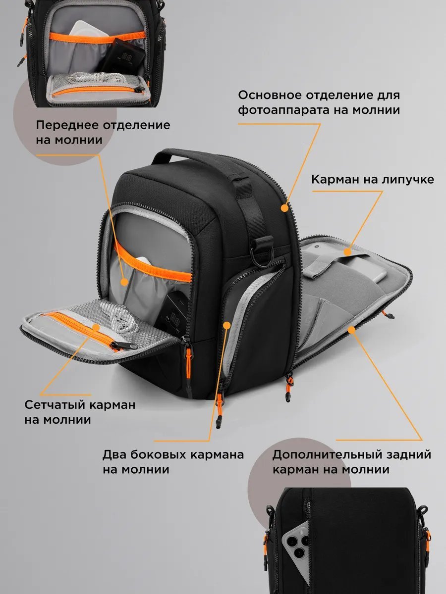 Мини-сумка CADEN BAGS нейлон черный купить,NaN