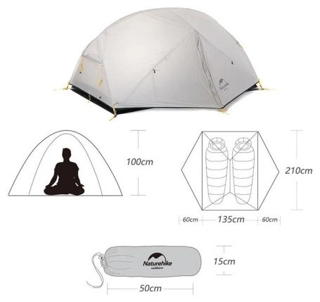 Палатка Naturehike 6927595767658 треккинговая количество мест: 2 зеленый