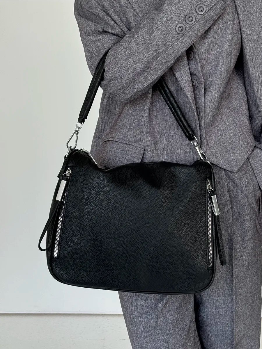 Сумка шоппер VIbags искусственная кожа черный купить,NaN
