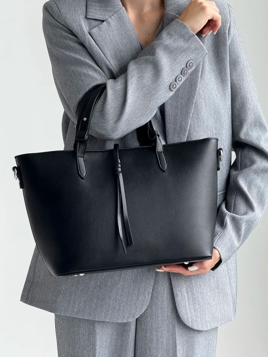 Сумка тоут VIbags искусственная кожа черный купить,NaN