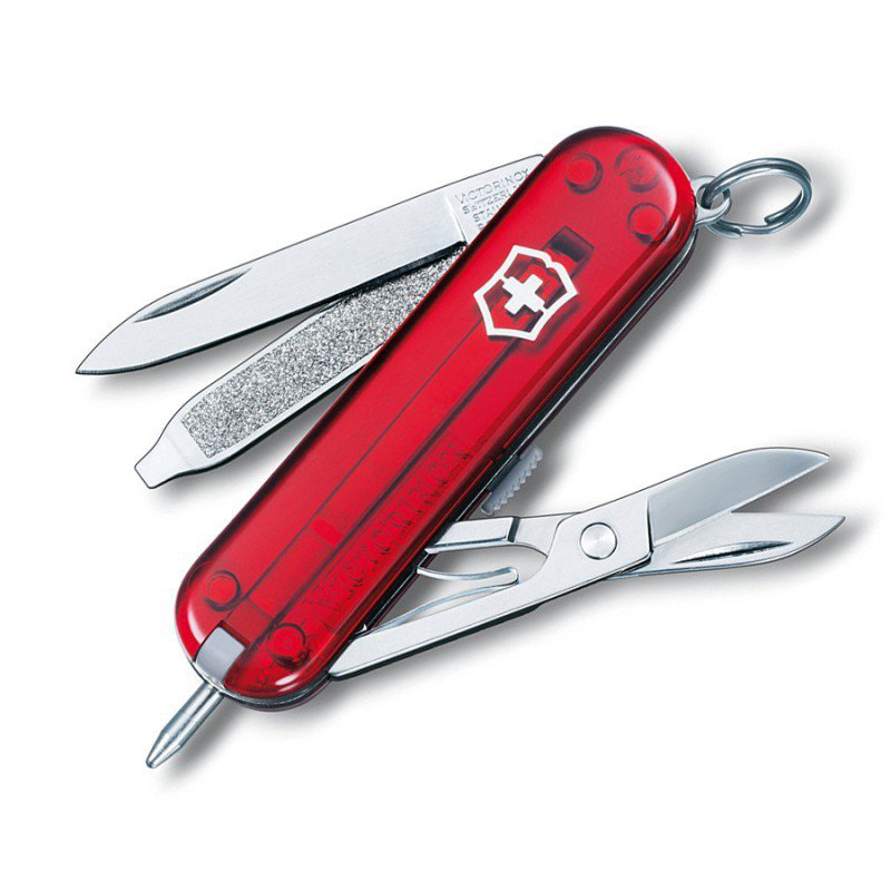 Нож швейцарский Victorinox Signature Red Trans 0.6225.T красный купить,NaN