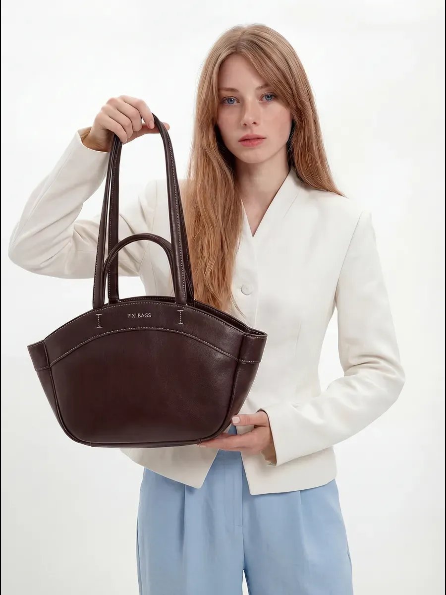 Сумка шоппер PIXI BAGS экокожа коричневый купить,NaN