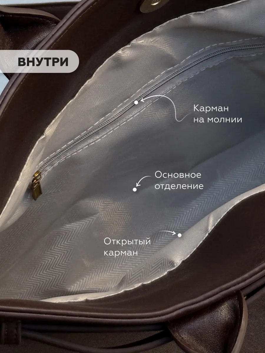Сумка шоппер All in bright искусственная кожа коричневый купить,NaN