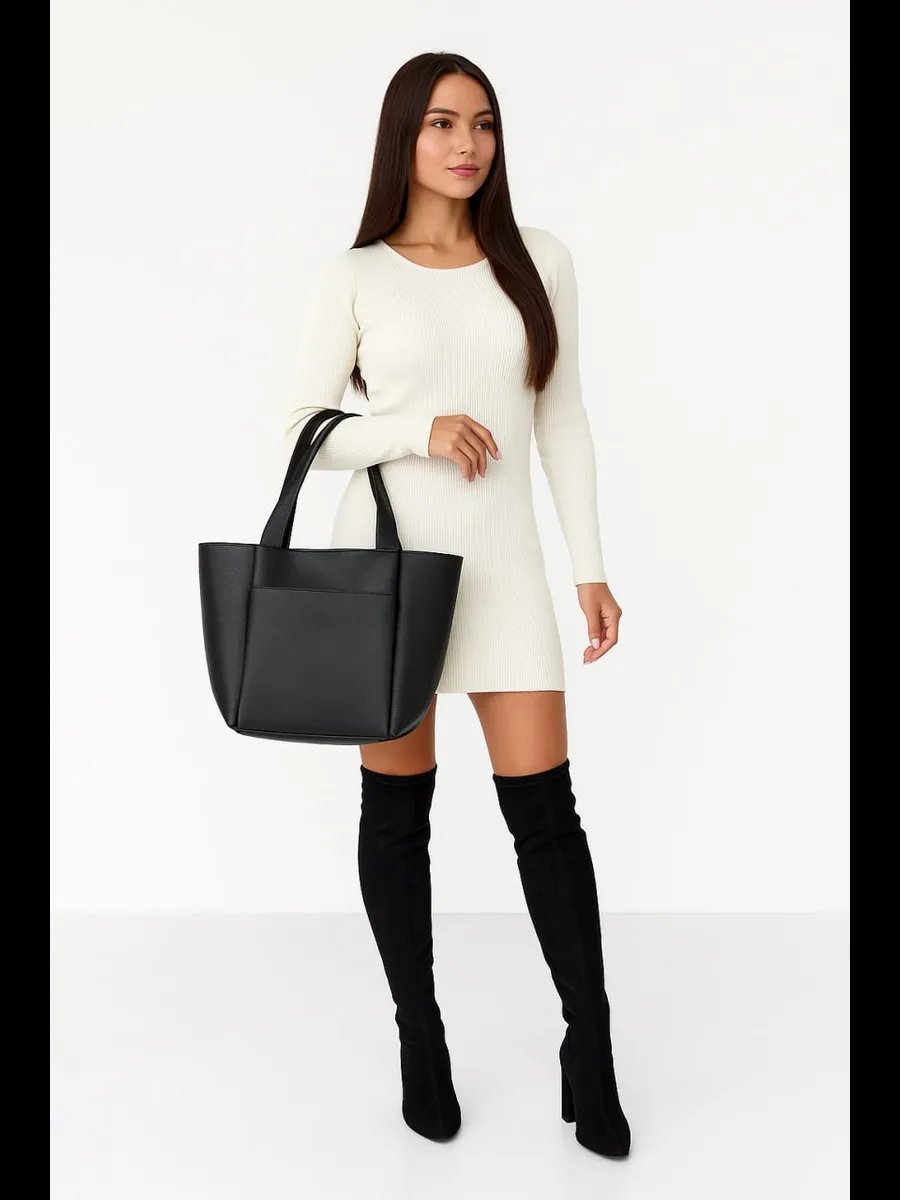 Сумка шоппер TRENDSHOP экокожа черный купить,NaN