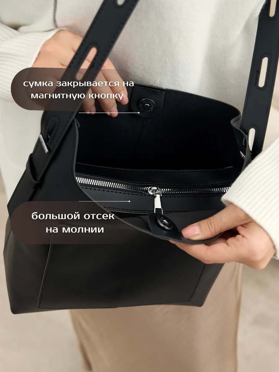 Сумка шоппер New Age Bags экокожа черный купить,NaN