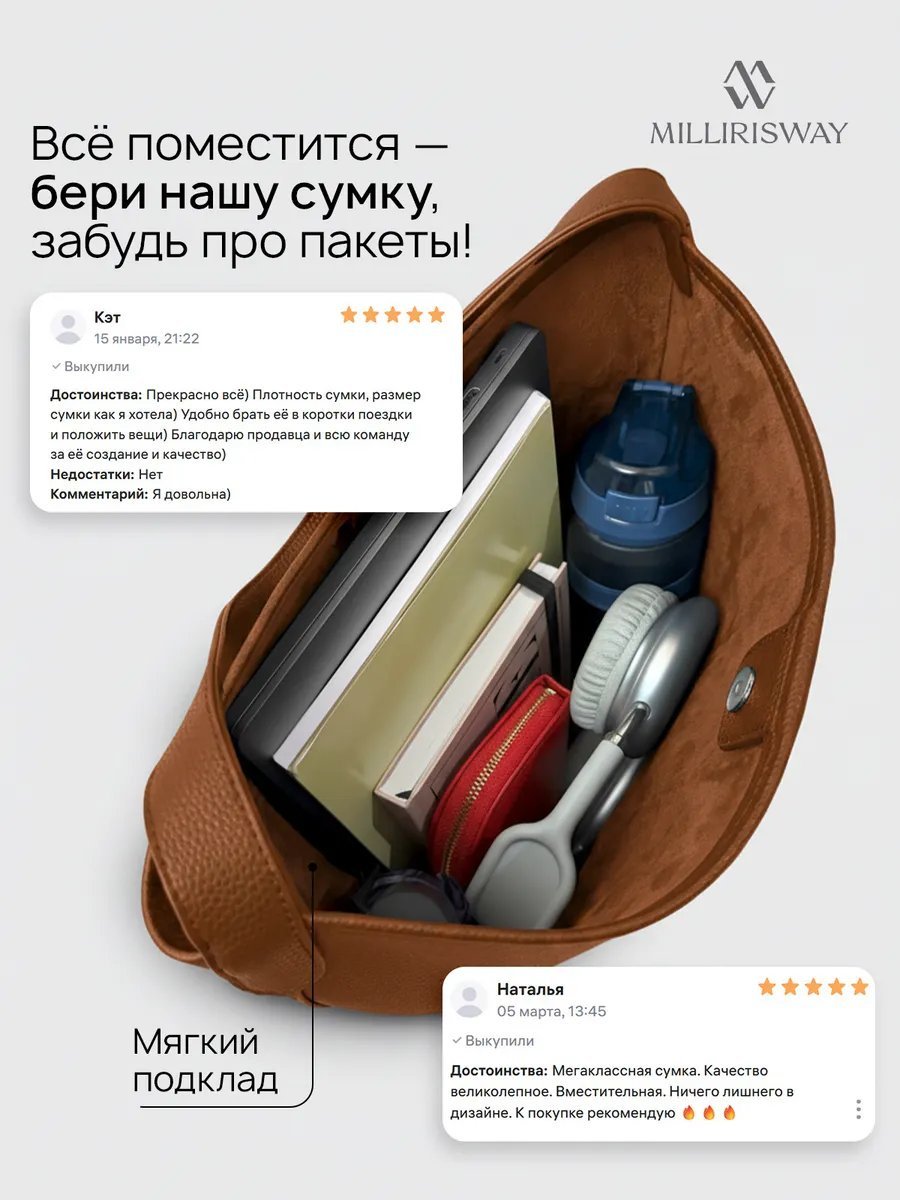 Сумка шоппер MILLIRISWAY экокожа оранжевый купить,NaN