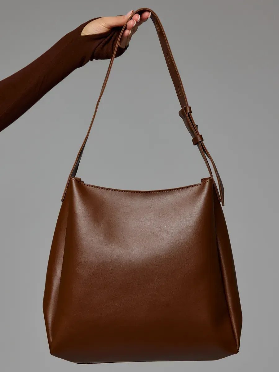 Сумка шоппер TRENDSHOP экокожа коричневый купить,NaN