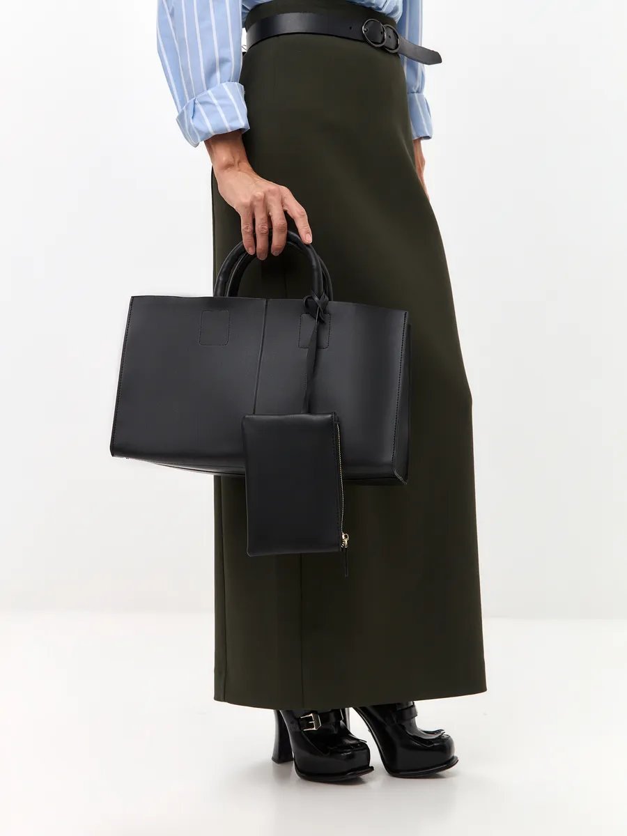 Сумка шоппер 2 BAGS BETTER экокожа черный купить,NaN