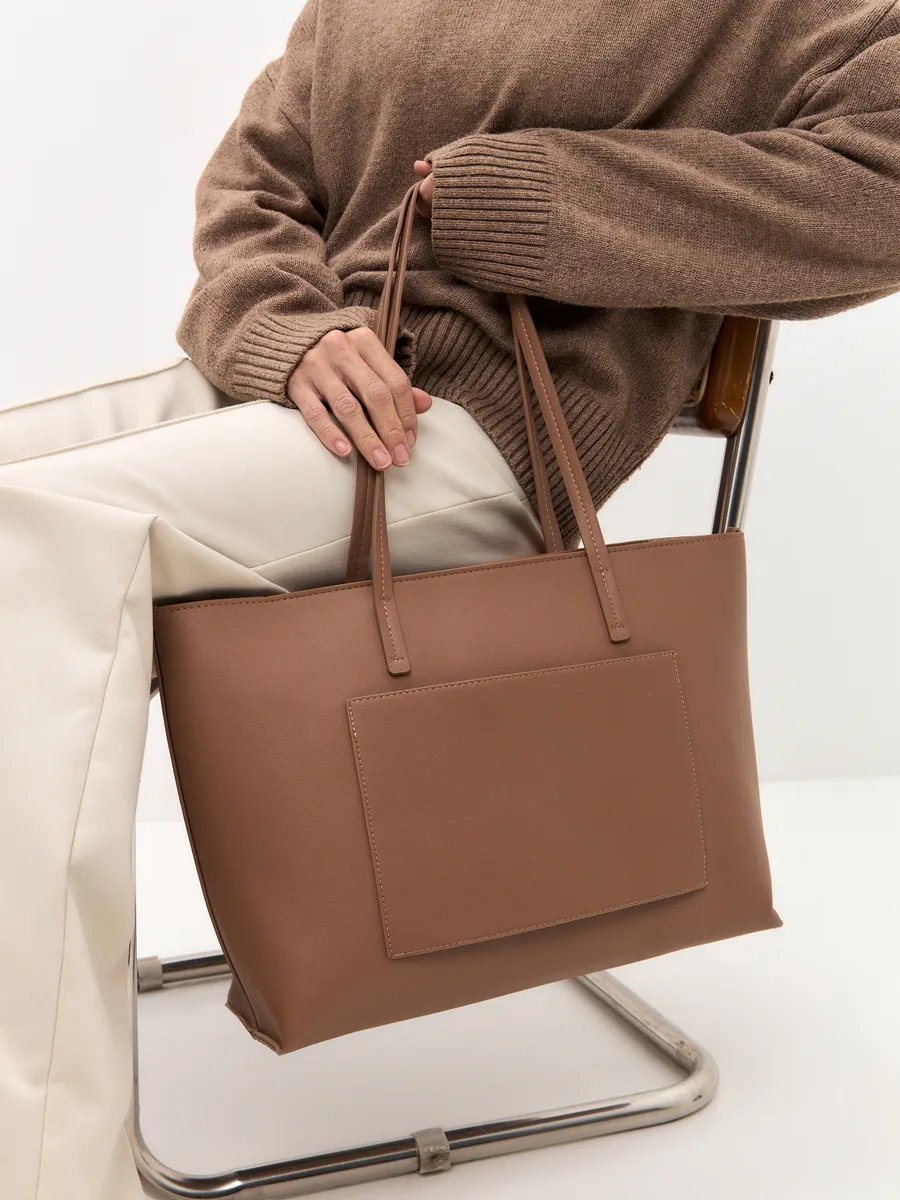 Сумка шоппер 2 BAGS BETTER экокожа коричневый купить,NaN