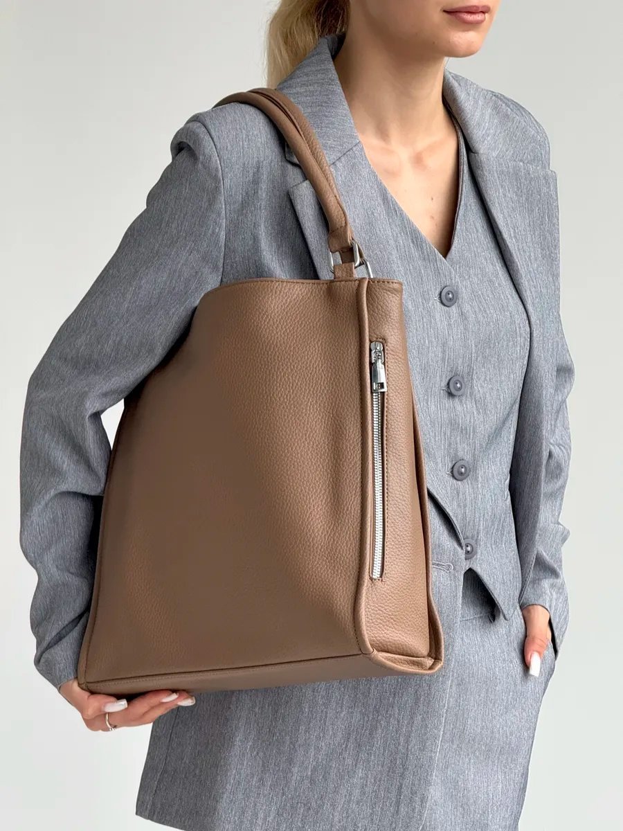 Сумка шоппер VIbags искусственная кожа коричневый купить,NaN