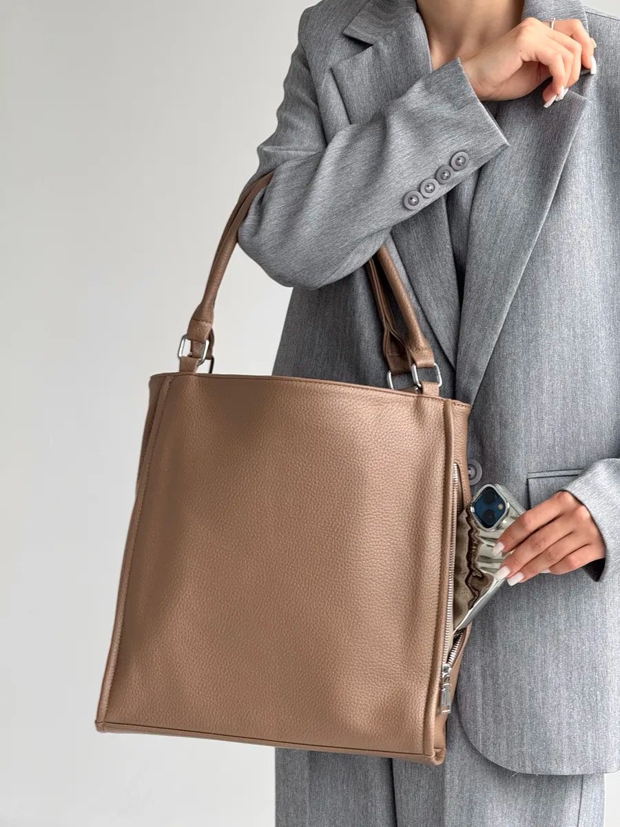 Сумка шоппер VIbags искусственная кожа коричневый купить,NaN