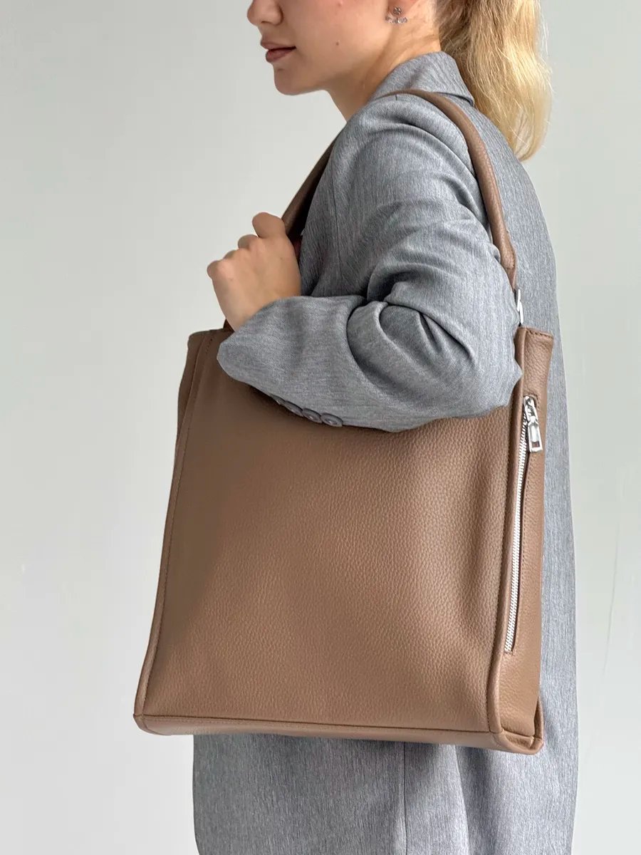 Сумка шоппер VIbags искусственная кожа коричневый купить,NaN