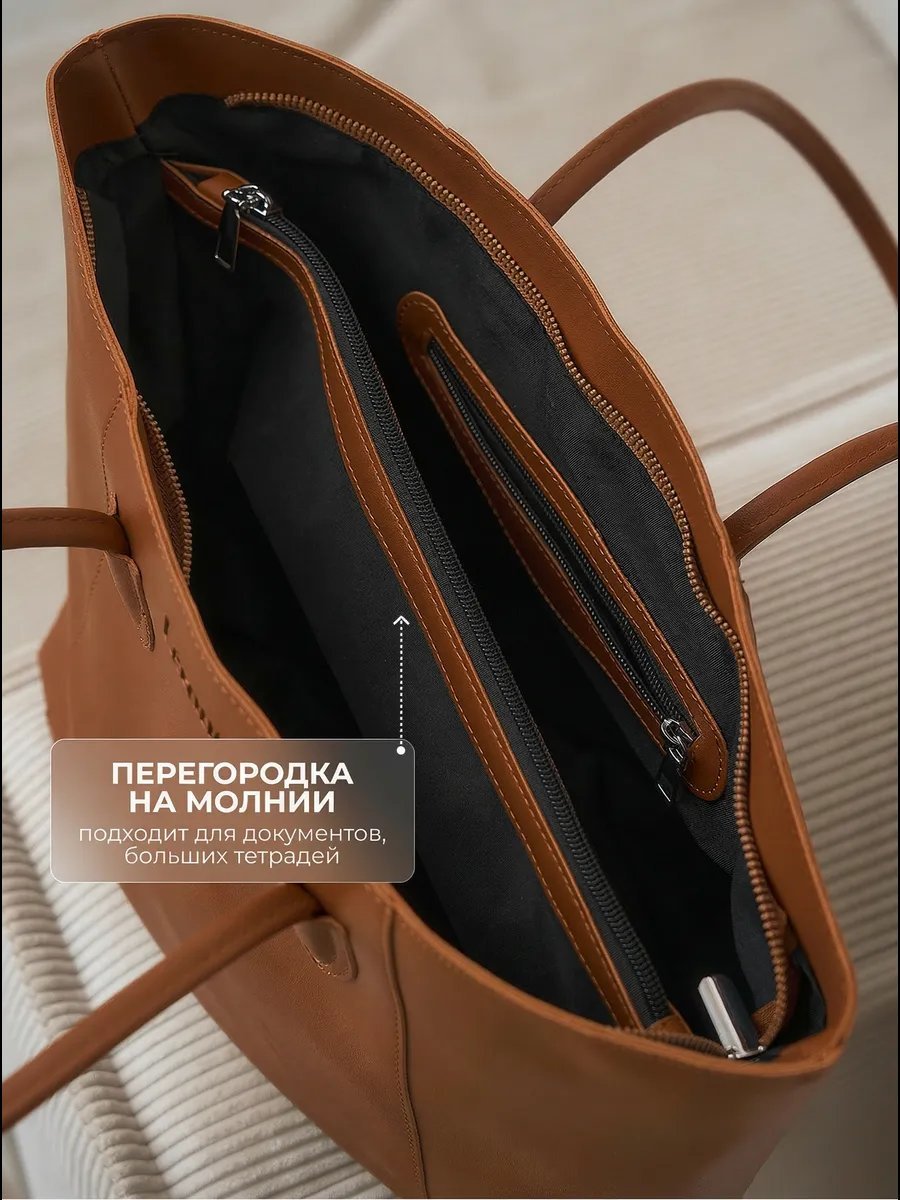 Сумка шоппер Leronto экокожа коричневый купить,NaN
