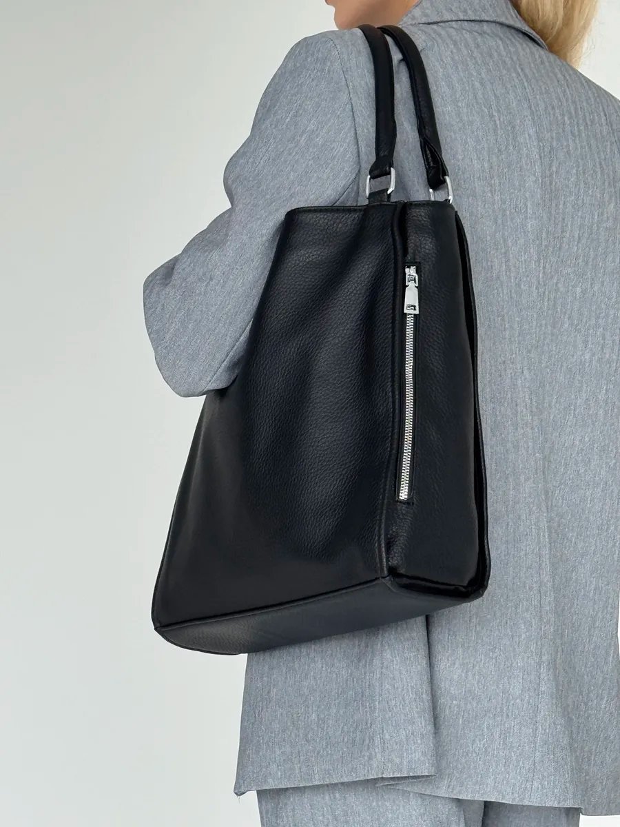 Сумка шоппер VIbags искусственная кожа черный купить,NaN
