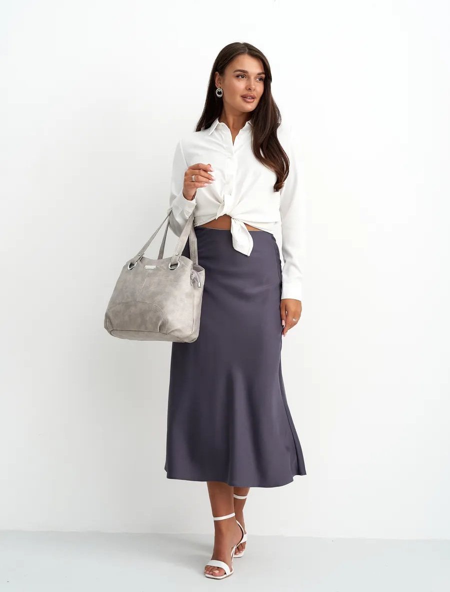 Сумка шоппер ICONIC BAGS искусственная кожа серый купить,NaN