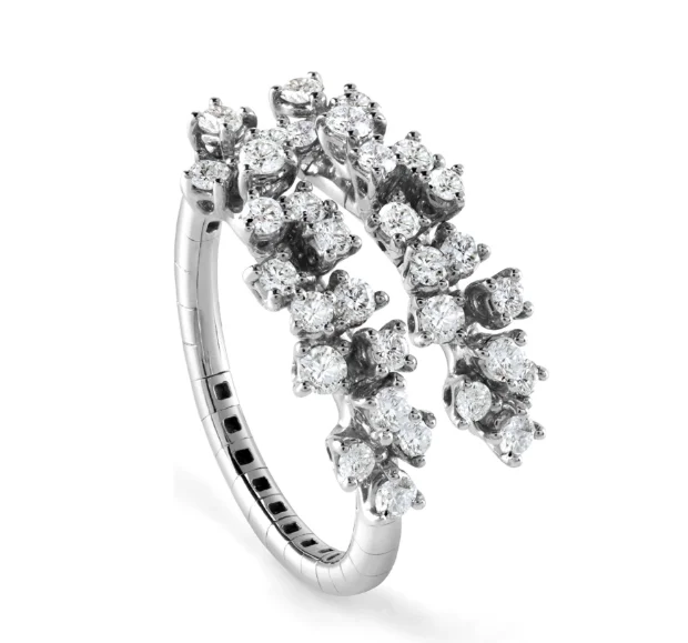 Кольцо Damiani Mimosa Flexi 20081584 белое золото 4.1гр купить,2682000