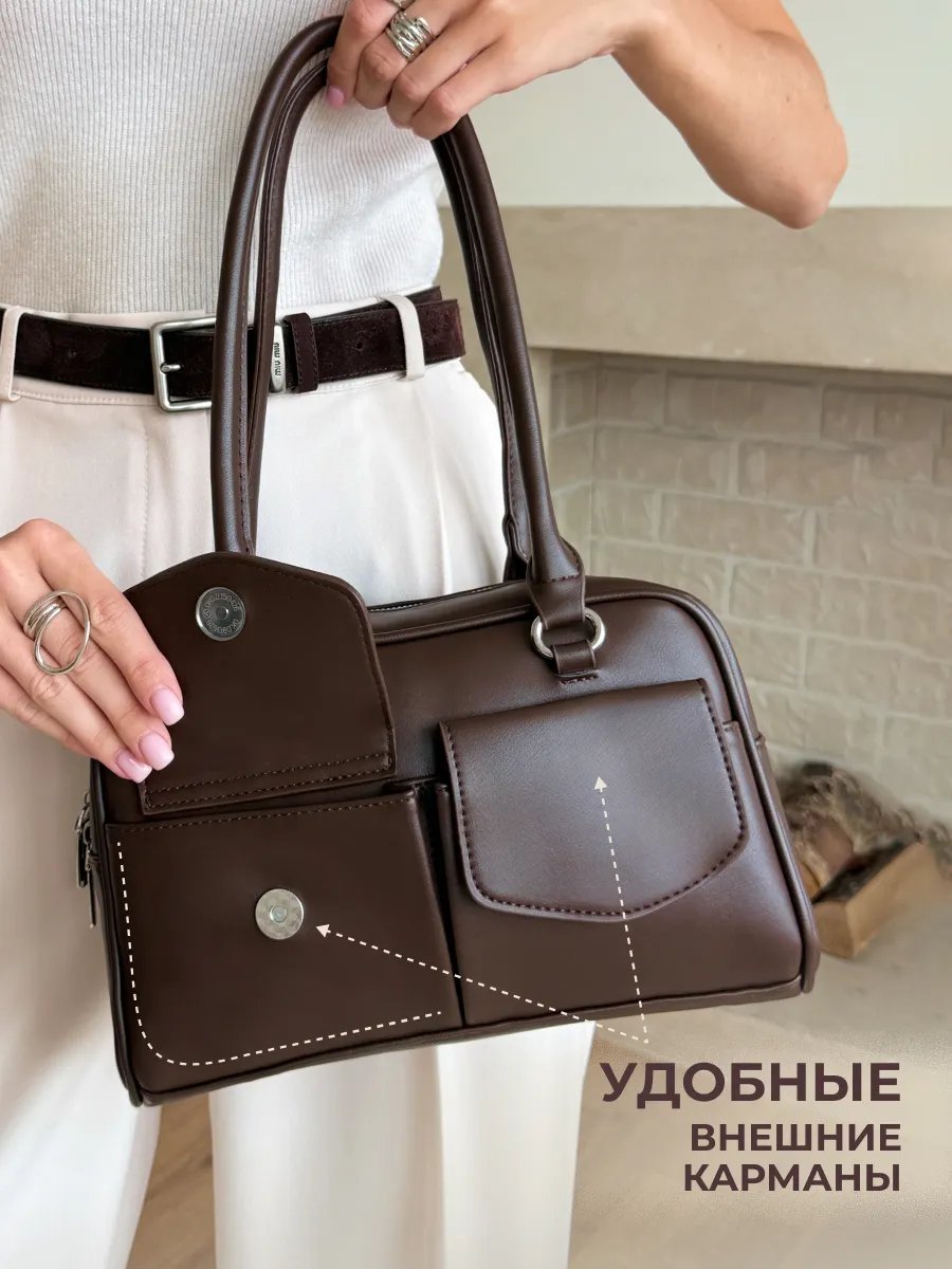 Сумка багет BAGY bags экокожа коричневый купить,NaN