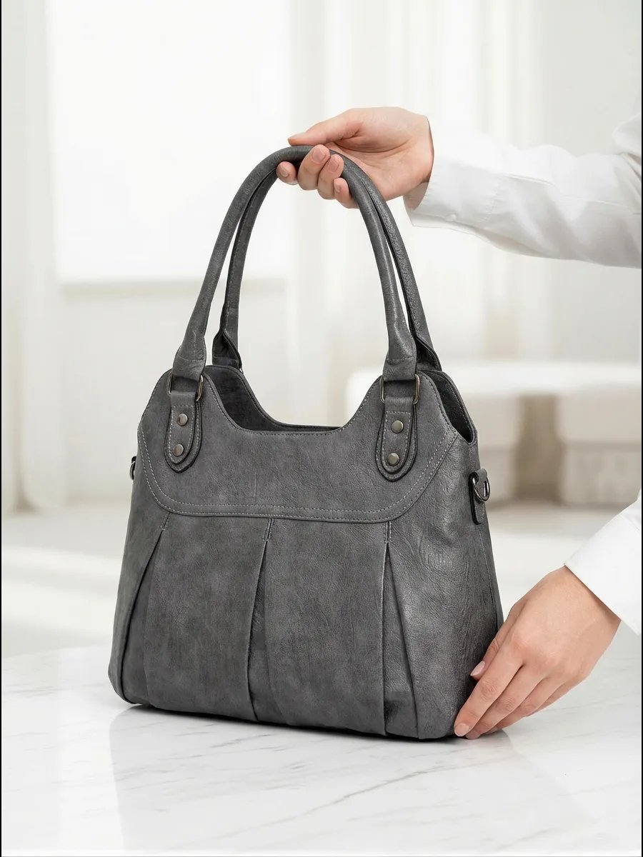 Сумка шоппер ICONIC BAGS искусственная кожа серый купить,NaN
