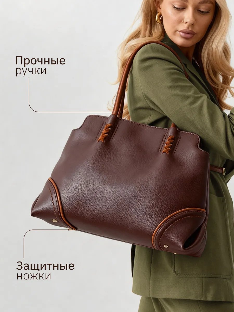 Сумка шоппер MILLIRISWAY экокожа коричневый купить,NaN