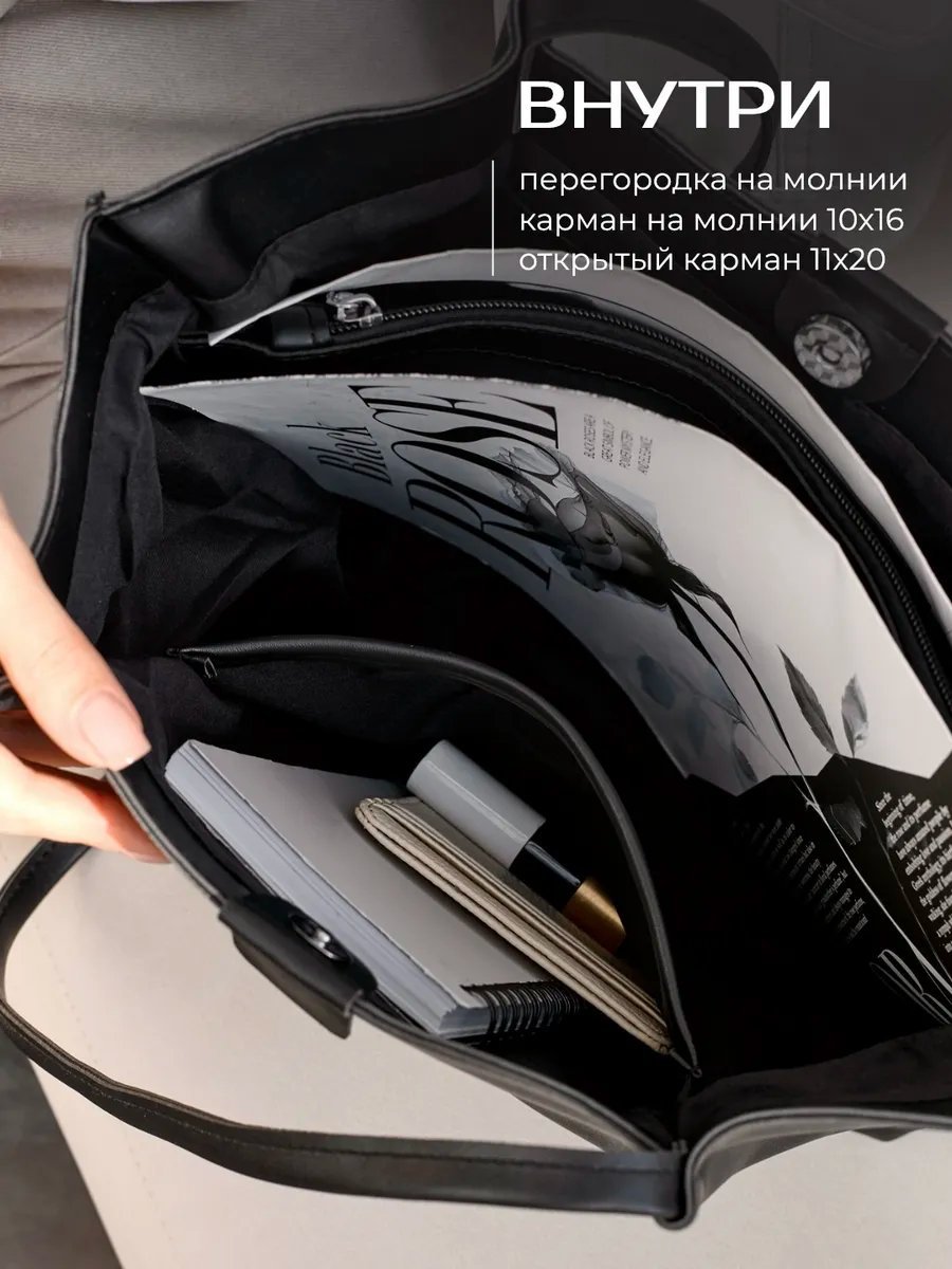 Сумка шоппер heybags экокожа черный купить,NaN