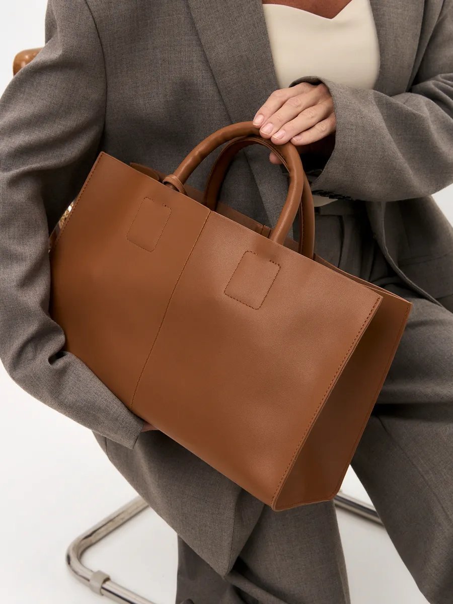 Сумка шоппер 2 BAGS BETTER экокожа коричневый купить,NaN