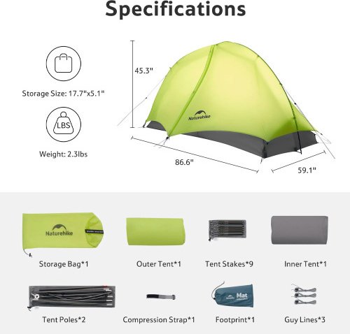Палатка Naturehike 6977465868572 треккинговая количество мест: 1 желтый