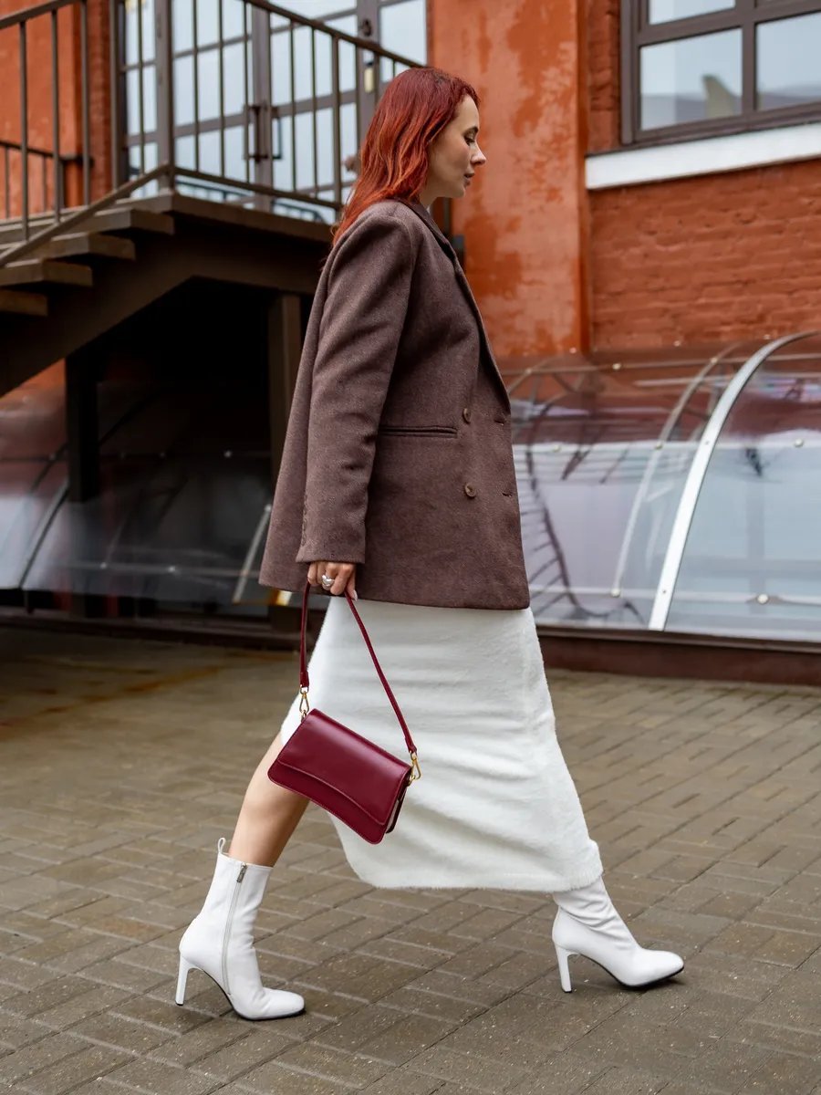Сумка багет LAOMA CHIC натуральная кожа красный купить,NaN